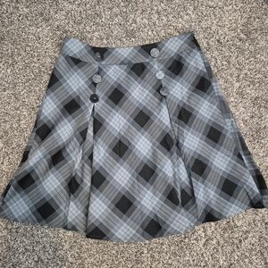 Voodoo Vixen Black and Gray Plaid A-Line Skirt